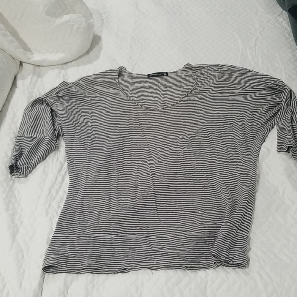 Alternative Black and White Striped Long Sleeve Top